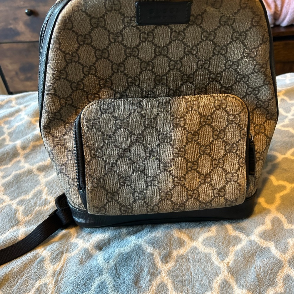 Gucci Beige and Brown GG Pattern Backpack